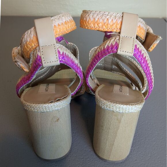 Antonio Melani Gwindolin Raffia‎ T-Strap Dress Block Heeled Sandals Size 7.5 - Picture 4 of 8